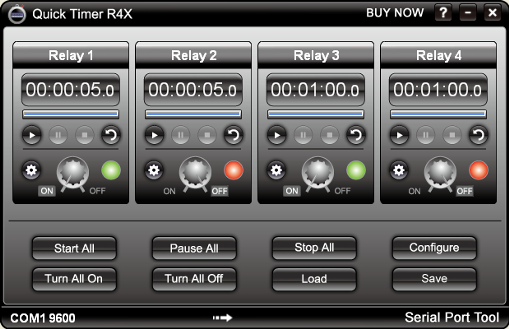 High resolution programmable timer software to control 4-channel relay boards.