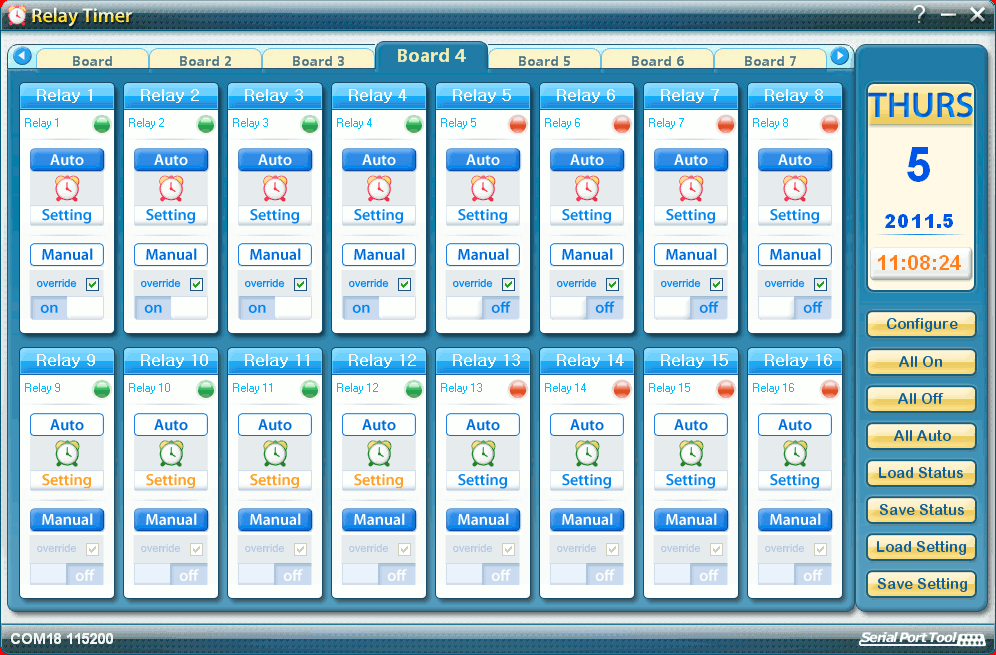 Programmable timer software to control ProXR relay controller boards.