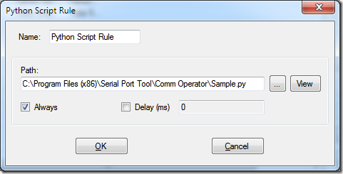 Python Script Rule Dialog