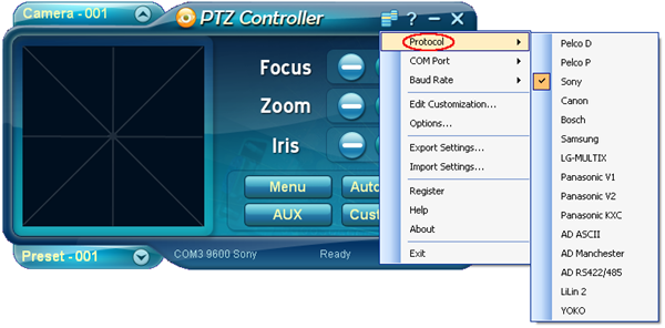 PTZ Controller Protocol