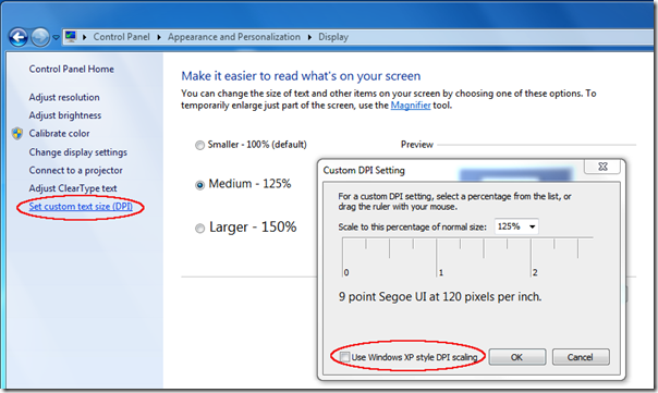 Set custom text size