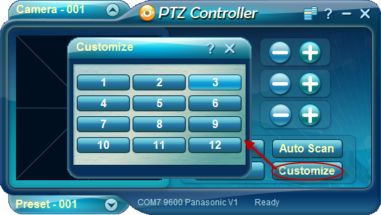 PTZ Controller - Customize Panel