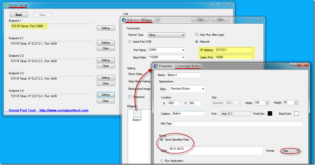Send Data to Multiple IP Addresses - N-Button and Comm Tunnel