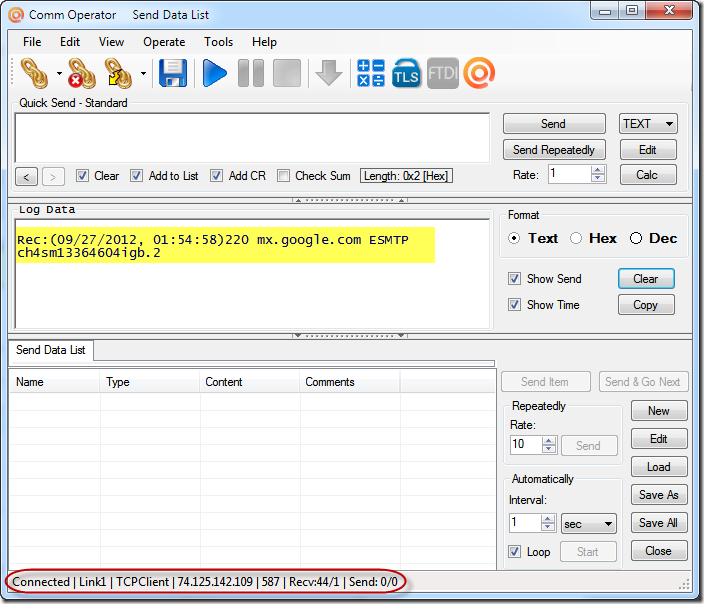 Comm Operator - Receive Message from Gmail Server