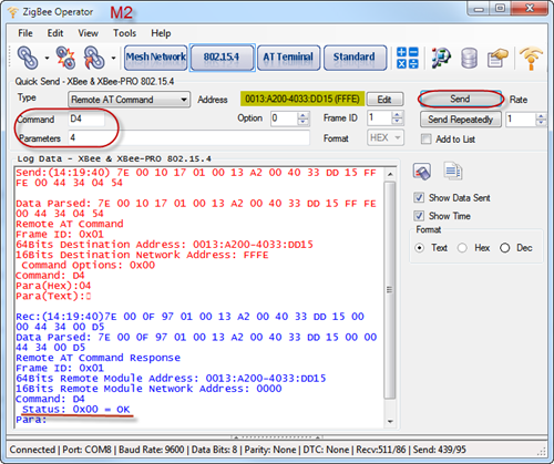 ZigBee Operator - 802.15.4 - Remote  I/O AT Command