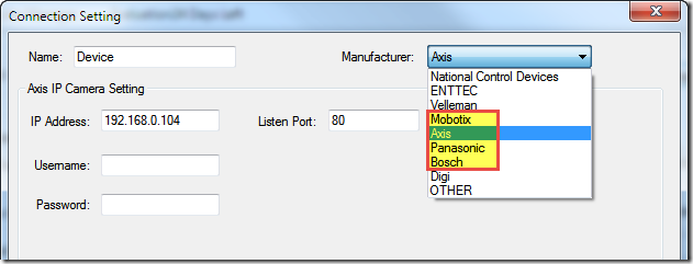 N-Button control IP camera