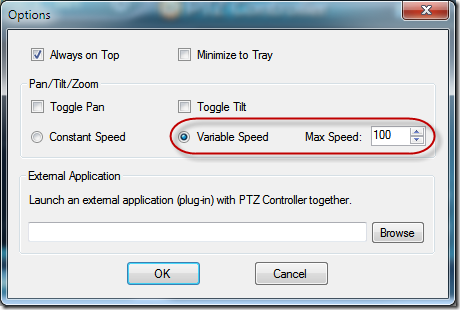 PTZ Controller - Options