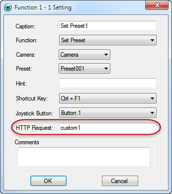 PTZ Controller -HTTP Request - Custom Function