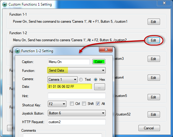 PTZ Controller - Custom Button Funtion Setting