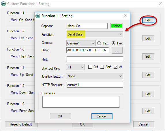 PTZ Controller - Custome Function Setting