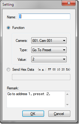 PTZ Controller - Edit Customization -Setting