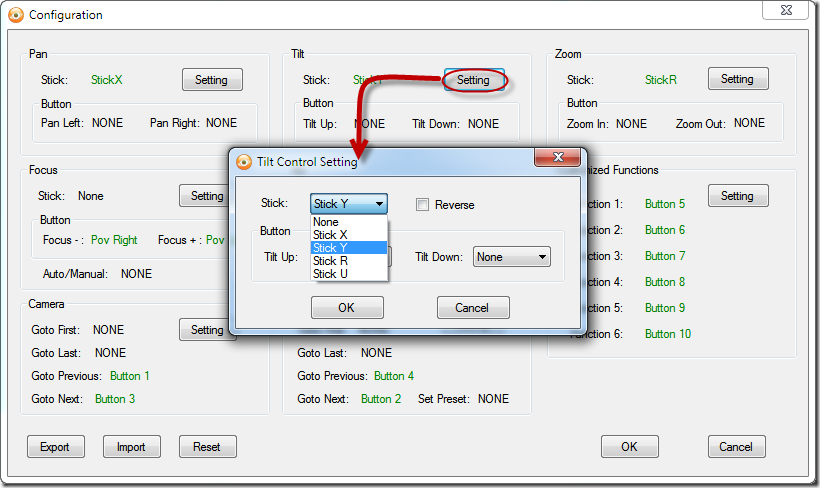 PTZ Joystick Plug-in Configuration