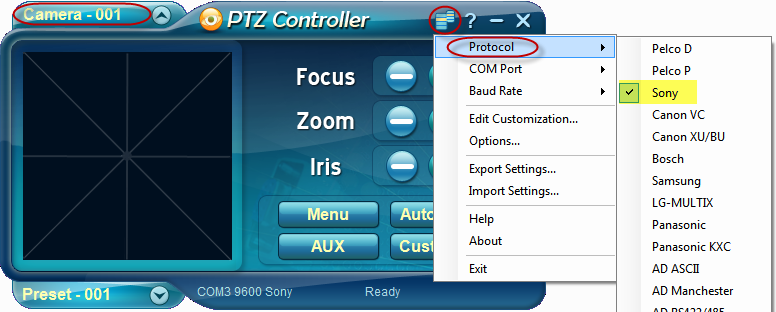 Control Sony PTZ Camera with PTZ Controller
