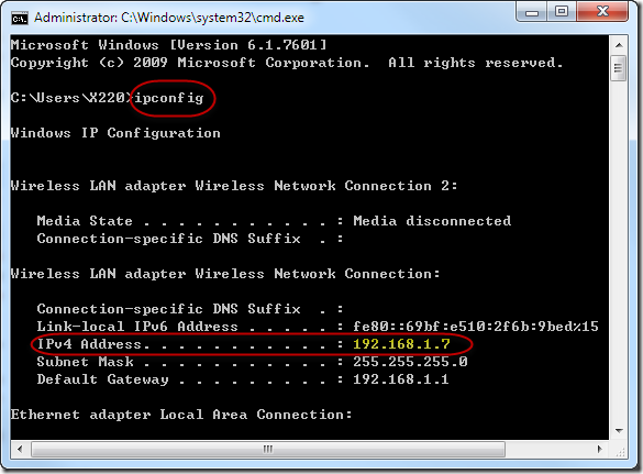 ipconfig