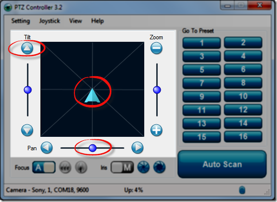 Variable Speed Control Sony Pan Tilt Zoom Camera