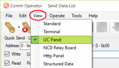 Comm Operator - View - I2C Panel