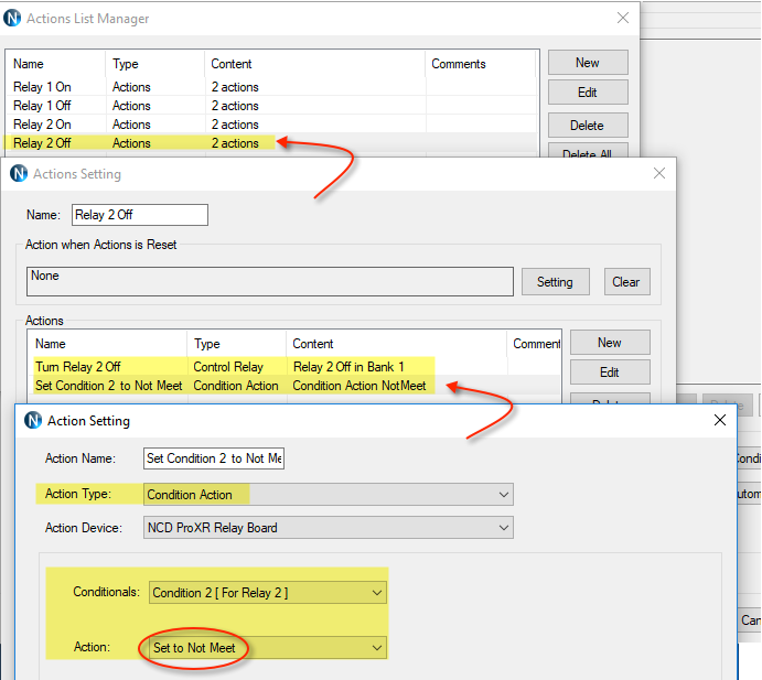 Turn Relay 2 Off and Set Condition 2 to Not Meet